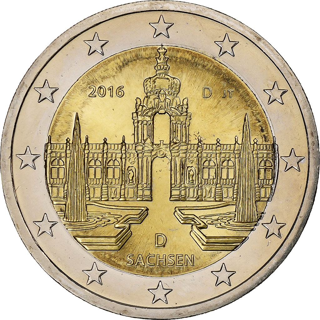 Duitsland, 2 Euro, Sachsen, 2016, Munich, Bi-Metallic, PR+