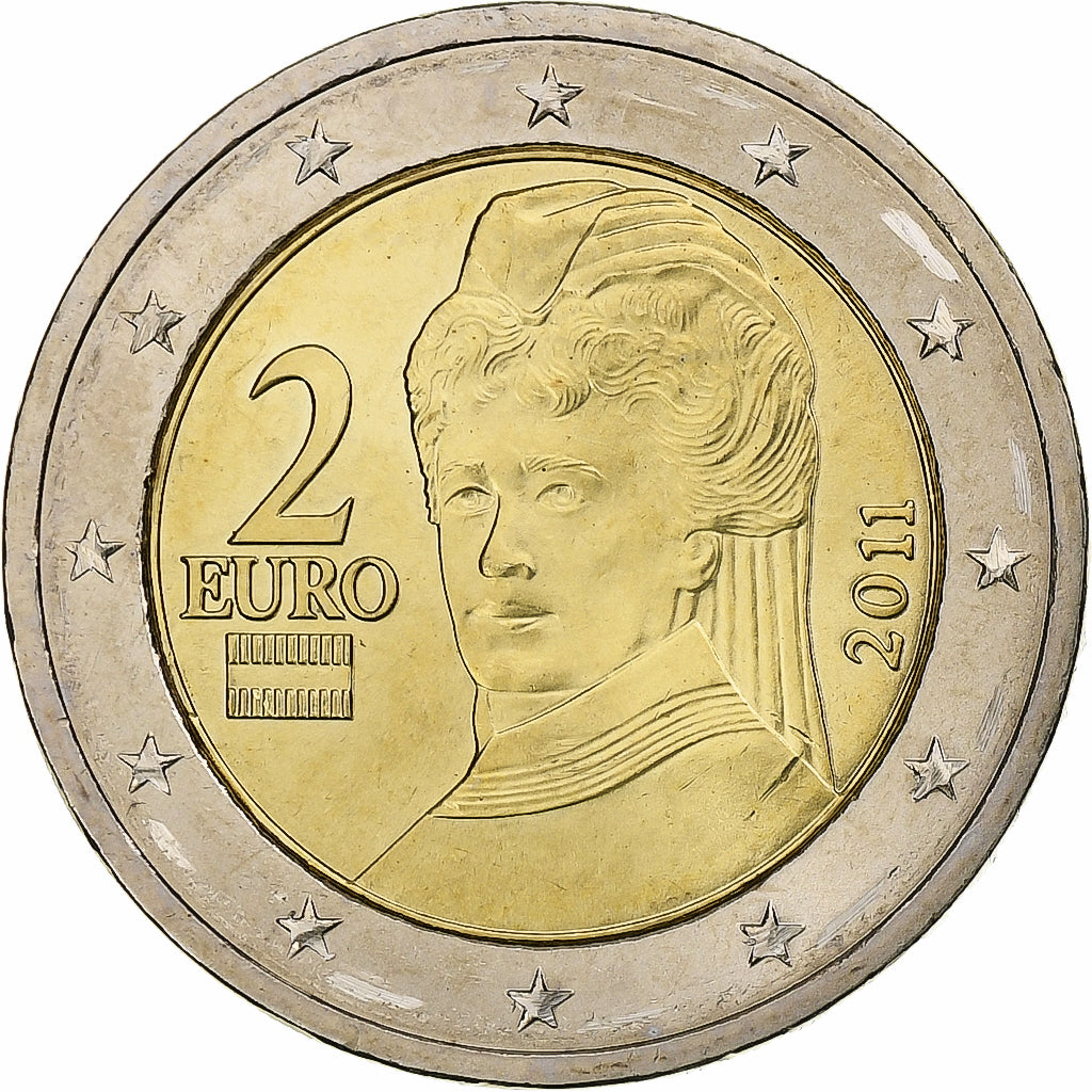 Austria, 2 Euro, Bertha von Suttner, 2011, Vienna, Bi-Metallic, MS(60-62)