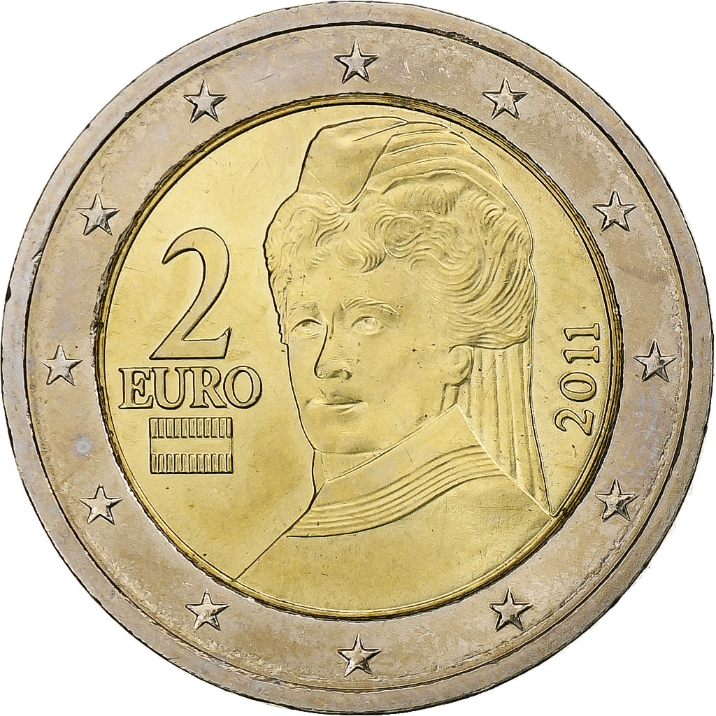 Oostenrijk, 2 Euro, Bertha von Suttner, 2011, Vienna, Bi-Metallic, PR+