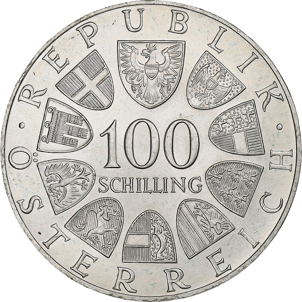 Austria, 100 Schilling, Johann Strauss, 1975, Vienna, Argento, SPL-