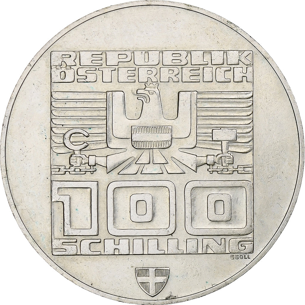 Austria, 100 Schilling, Winter Olympics - Innsbruck, 1976, Vienna, Argento, BB+