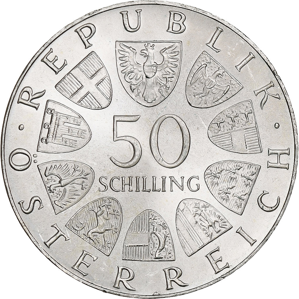 Austria, 50 Schilling, Bummerl House, 1973, Vienna, Argento, SPL-