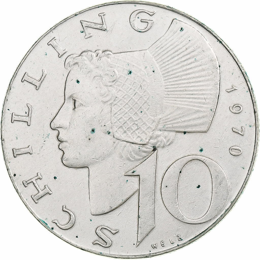 Áustria, 10 Schilling, 1970, Vienna, Prata, EF(40-45)