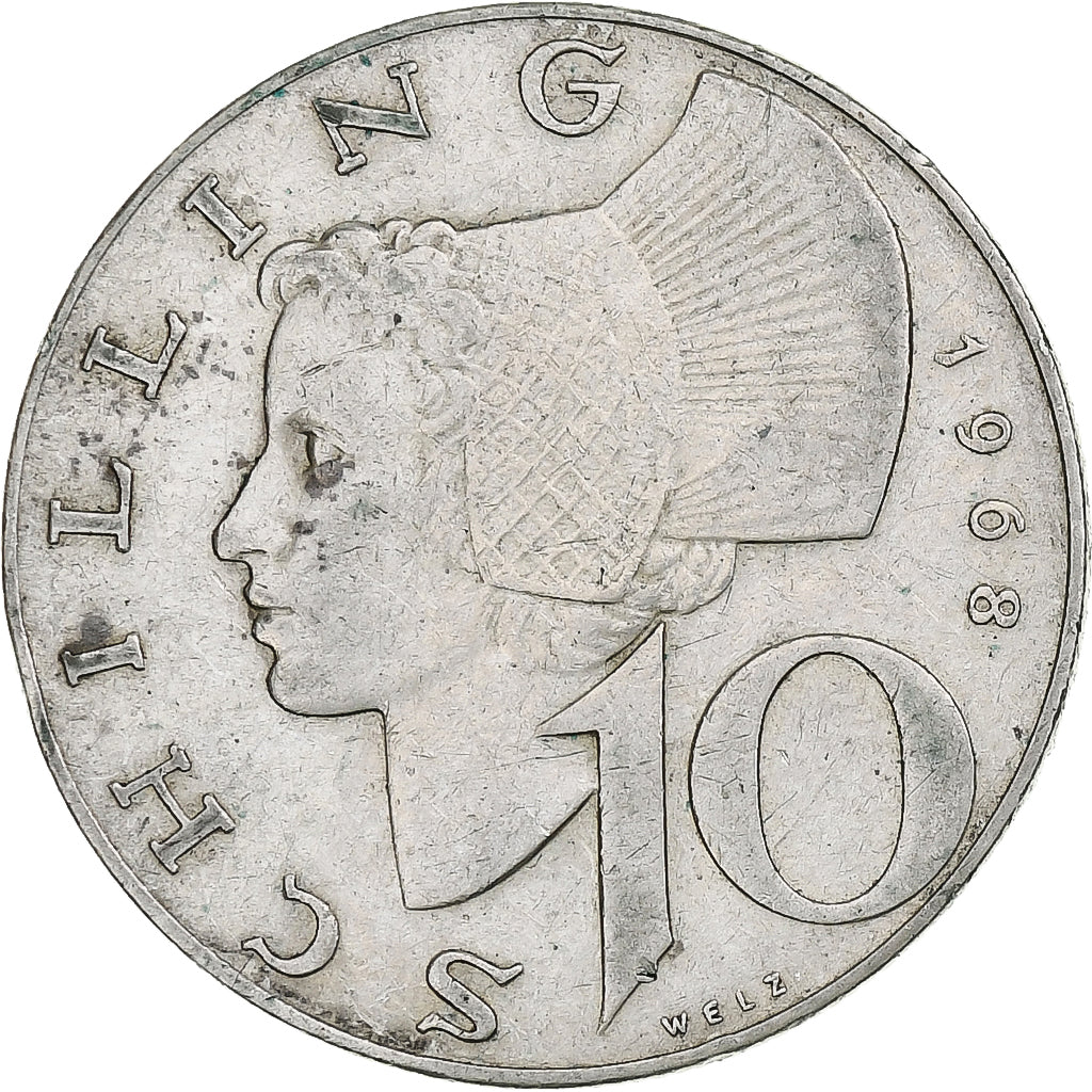 Austria, 10 Schilling, 1968, Vienna, Argento, BB