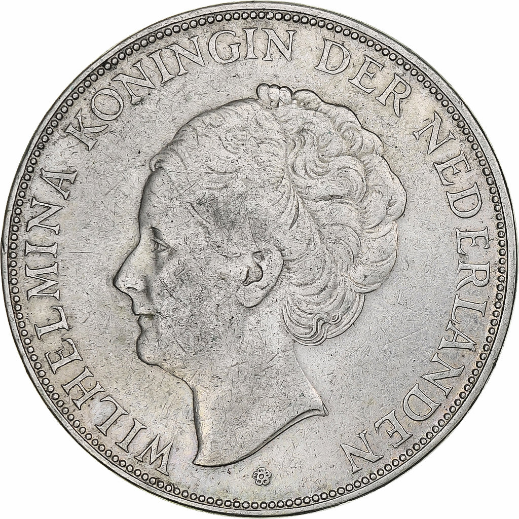 Paesi Bassi, Wilhelmina I, 2-1/2 Gulden, 1932, Utrecht, Argento, BB