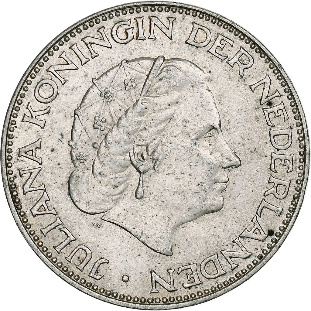 Países Bajos, Juliana, 2-1/2 Gulden, 1959, Utrecht, Plata, MBC+, KM:185