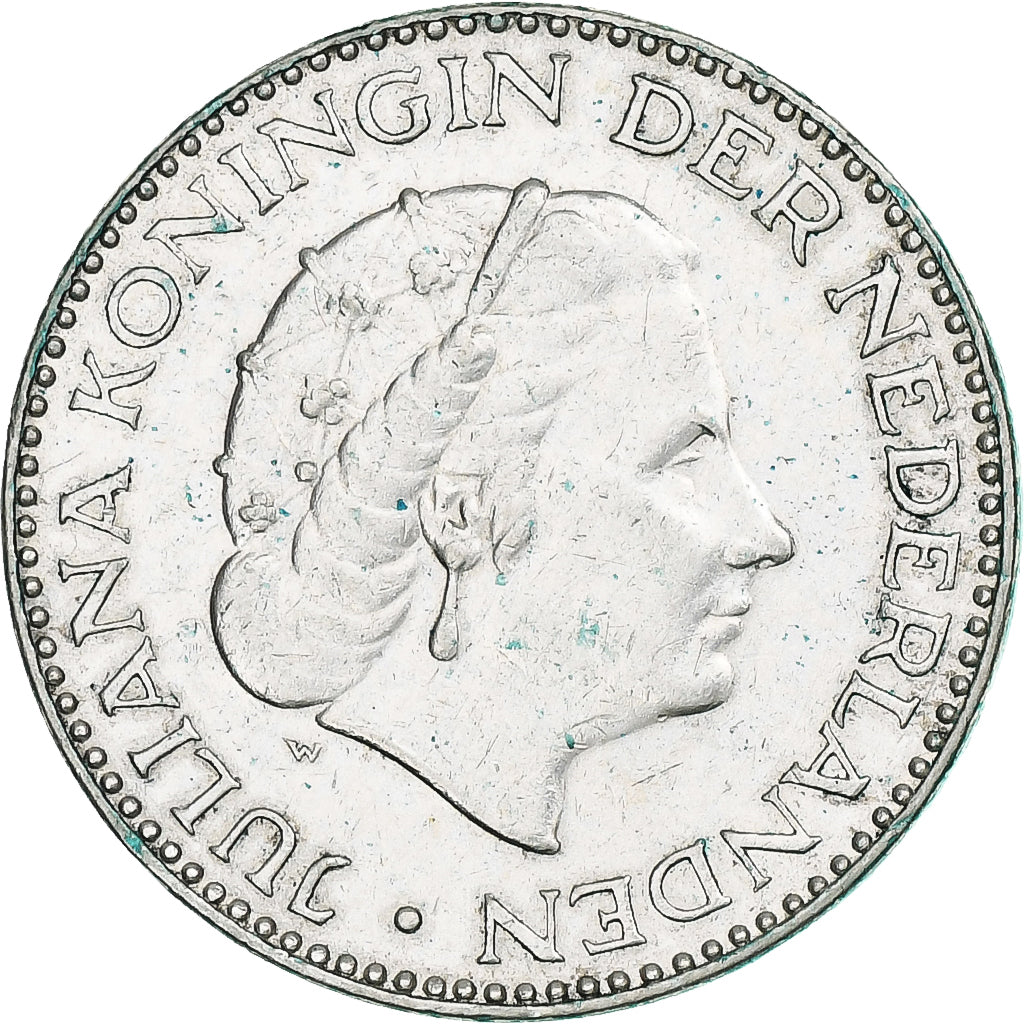 Paesi Bassi, Juliana, Gulden, 1954, Utrecht, Argento, BB+, KM:184