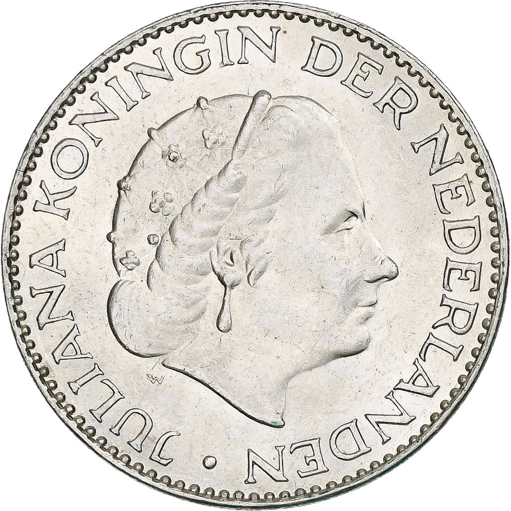 Paesi Bassi, Juliana, Gulden, 1957, Utrecht, Argento, SPL-, KM:184