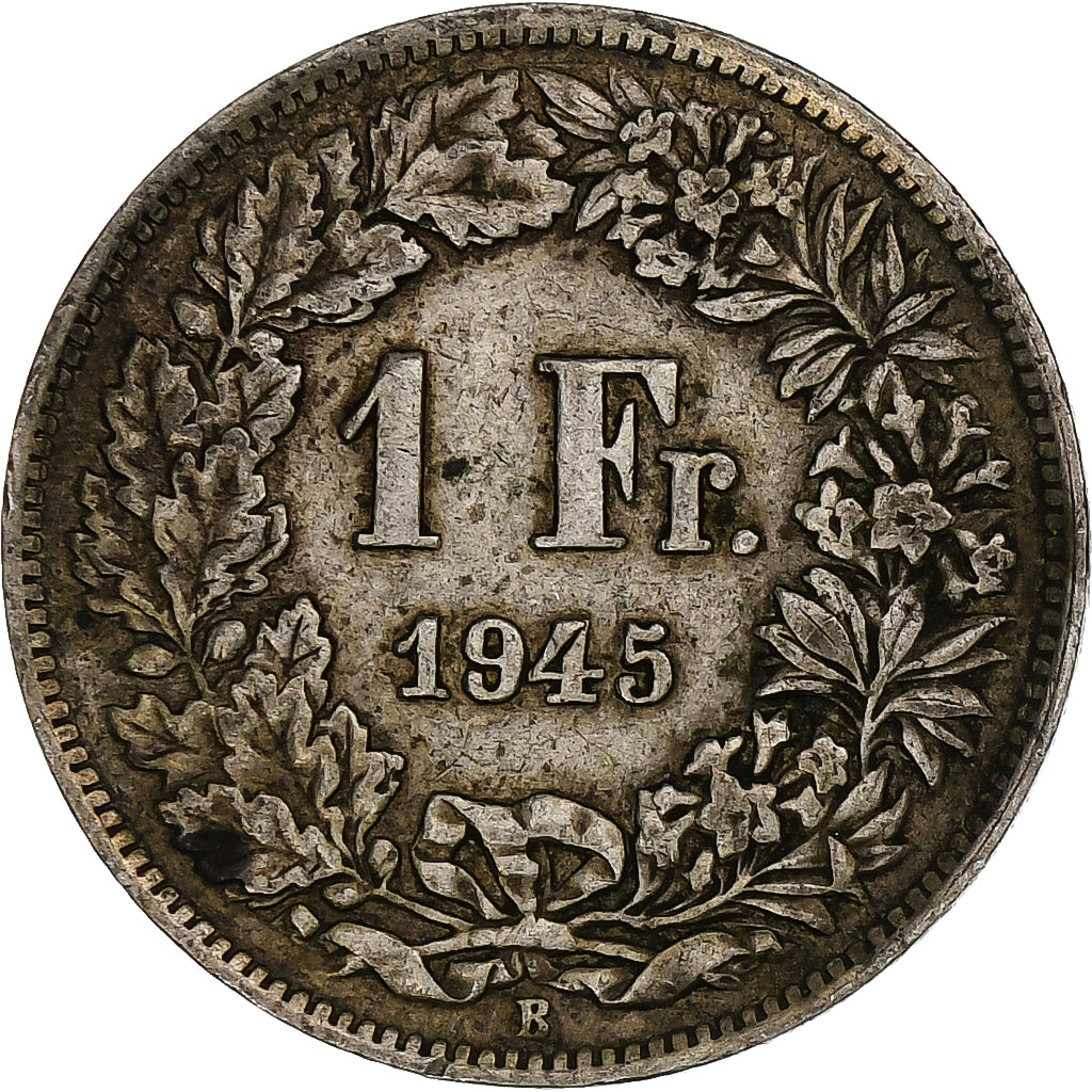 Schweiz, Franc, Helvetia, 1945, Bern, Silber, S+, KM:24