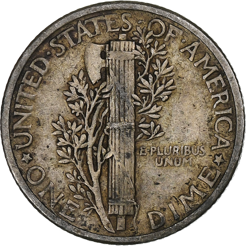 États-Unis, Dime, Mercury, 1928, Philadelphie, Argent, TB+, KM:140