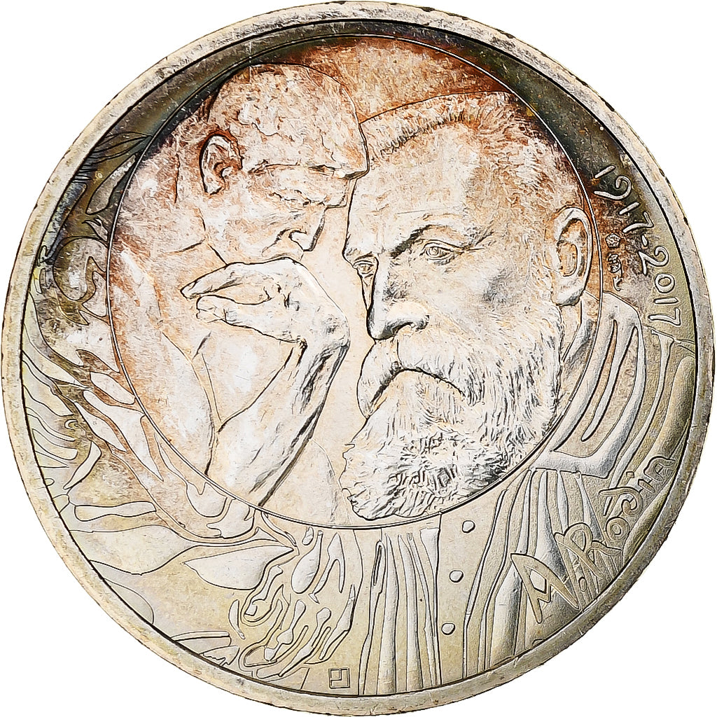 Francja, 10 Euro, Auguste Rodin, 2017, MDP, Srebro, MS(63)