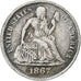 United States, Dime, Seated Liberty, 1867, Philadelphia, Silver, VF(30-35)