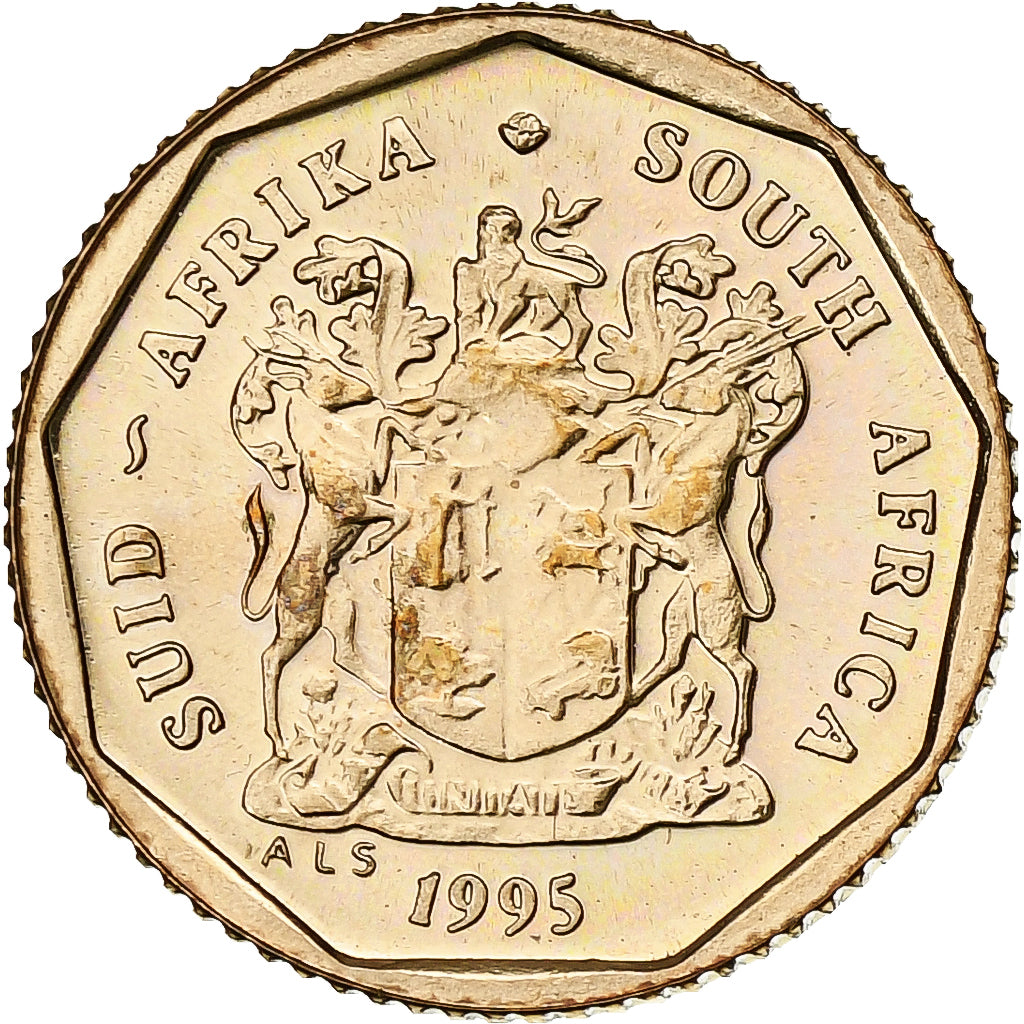 Sudafrica, 10 Cents, 1995, Centurion, BU, Acciaio placcato in bronzo, FDC