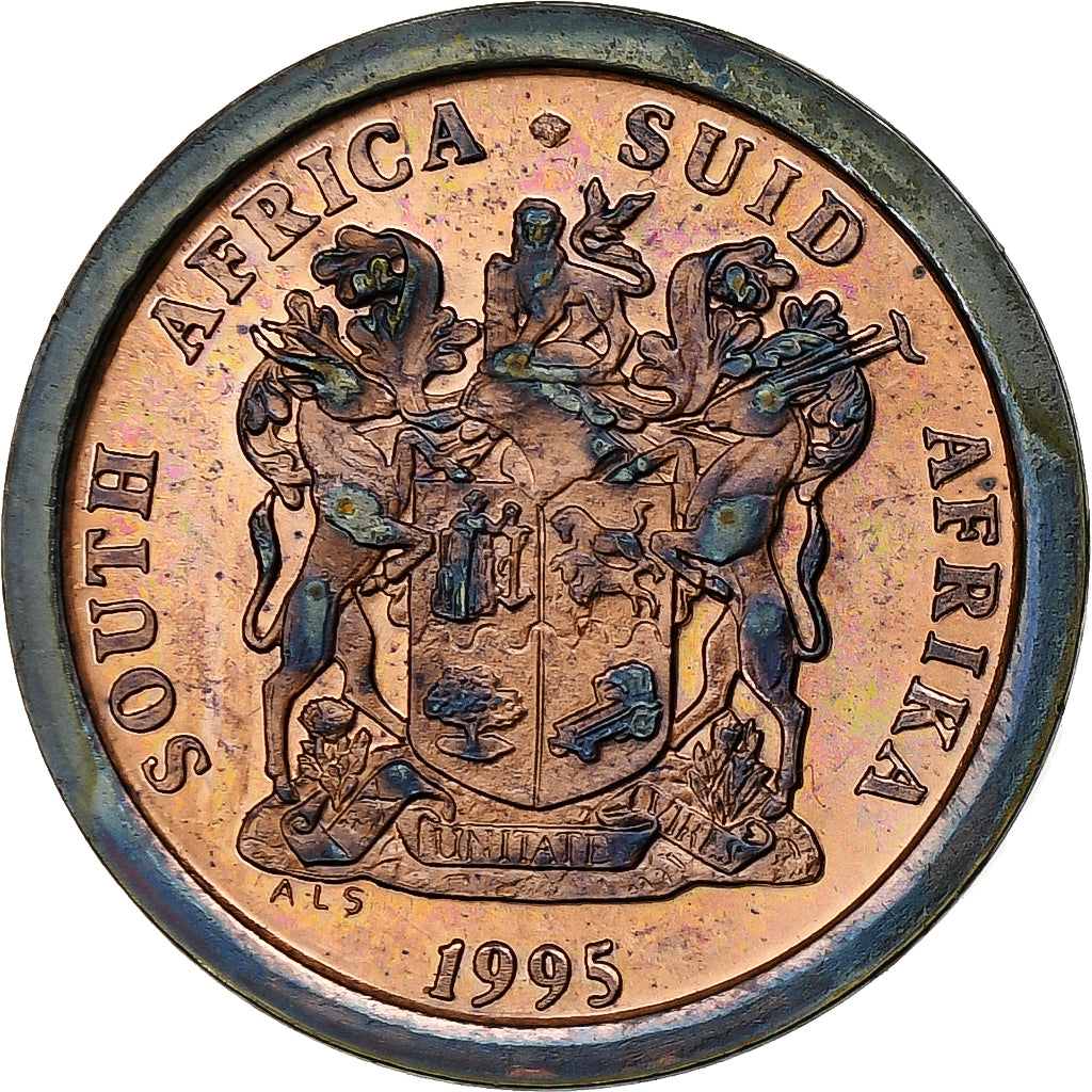 Sudafrica, 5 Cents, 1995, Centurion, BU, Acciaio placcato in bronzo, FDC, KM:134