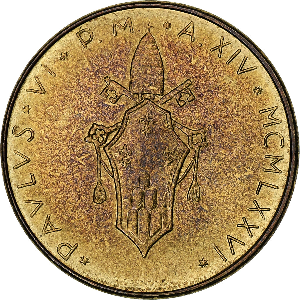 Vaticano, Paul VI, 20 Lire, 1976, Rome, BU, Alumínio-Bronze, MS(65-70), KM:120