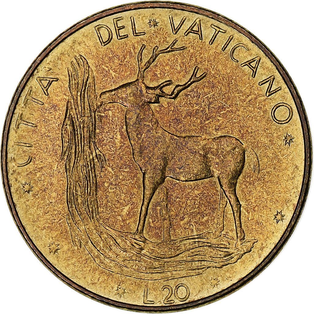Vaticano, Paul VI, 20 Lire, 1976, Rome, BU, Alumínio-Bronze, MS(65-70), KM:120