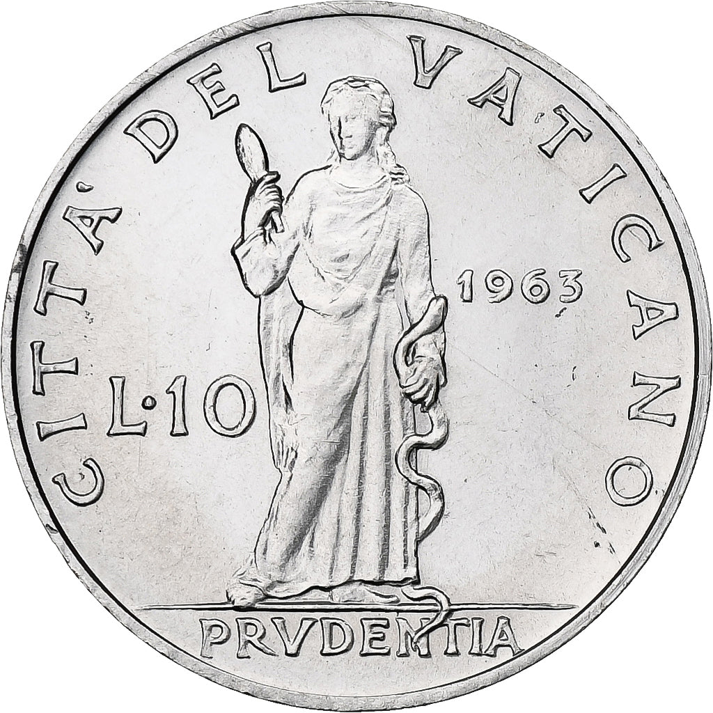 Vaticano, Paul VI, 10 Lire, 1963, Rome, BU, Alumínio, MS(65-70), KM:79