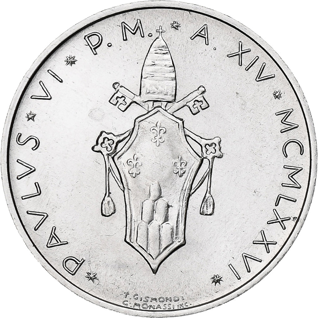 Vaticano, Paul VI, 5 Lire, 1976, Rome, BU, Alumínio, MS(65-70), KM:118