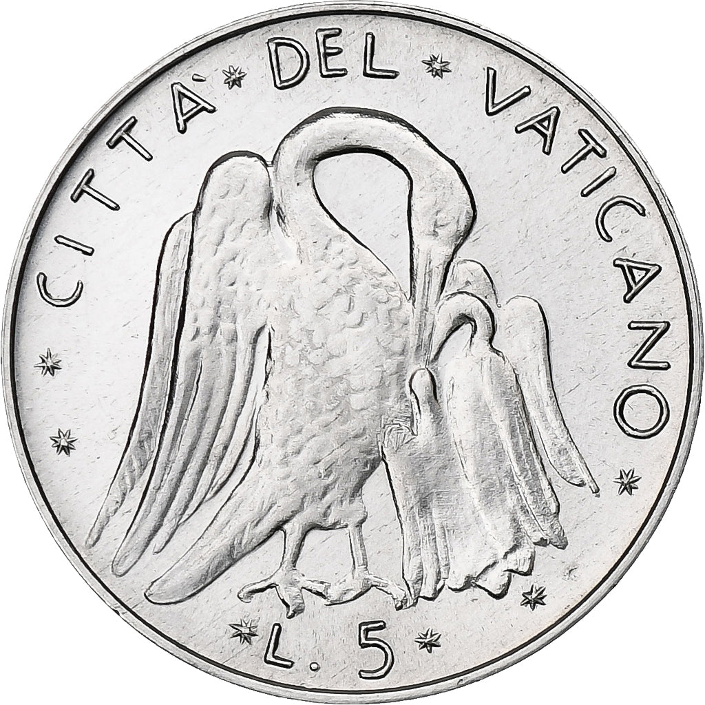 Vaticano, Paul VI, 5 Lire, 1976, Rome, BU, Alumínio, MS(65-70), KM:118