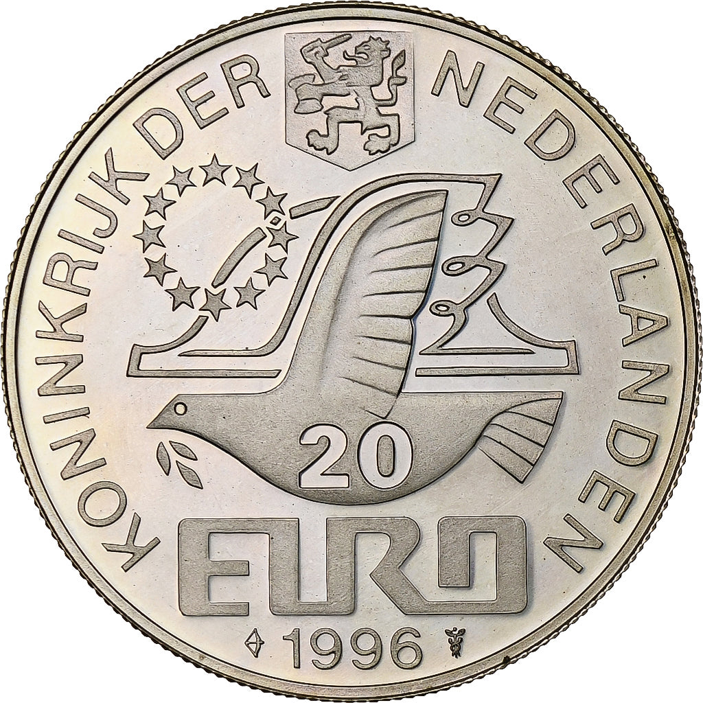 Nederland, 20 Euro, Constantijn Huygens, 1996, Zilver, Proof, FDC