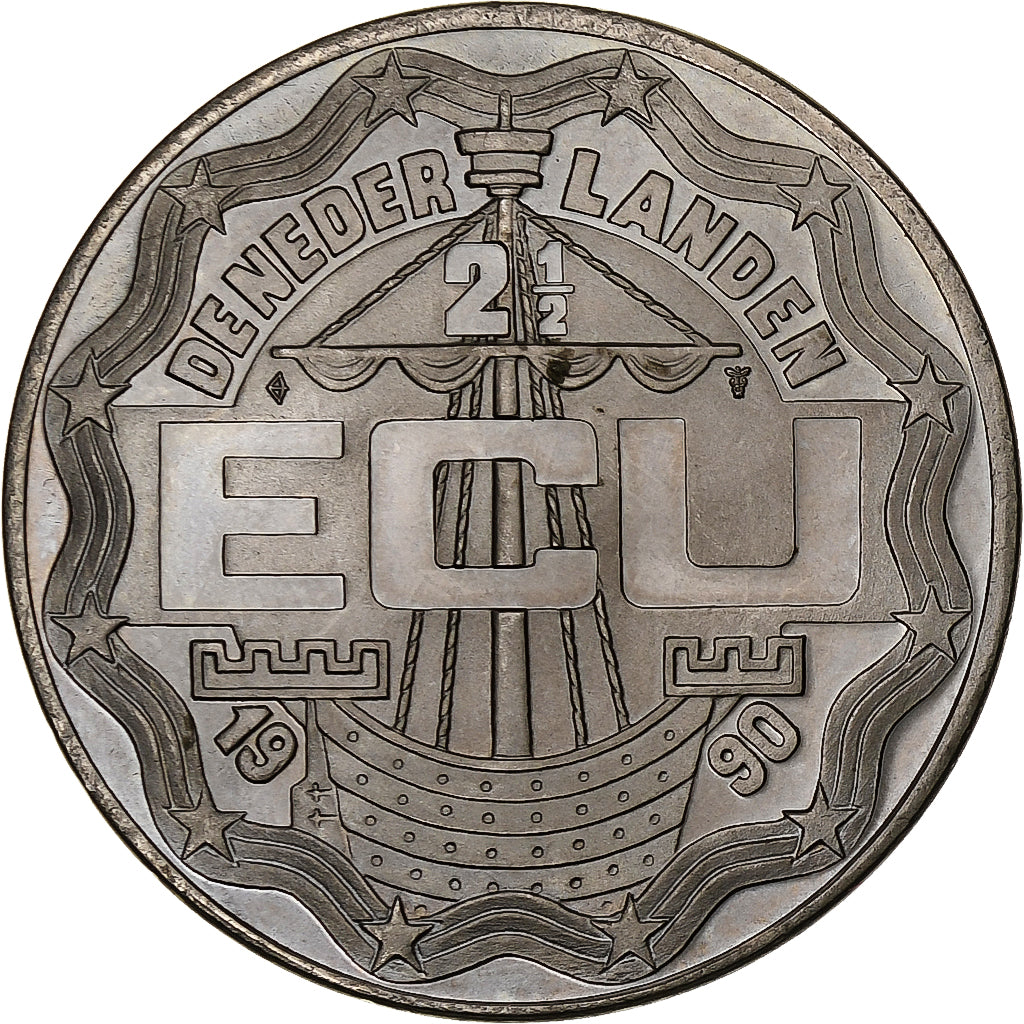 Netherlands, Ecu, Geert Groote, 1990, Copper-nickel, Proof, MS(65-70)