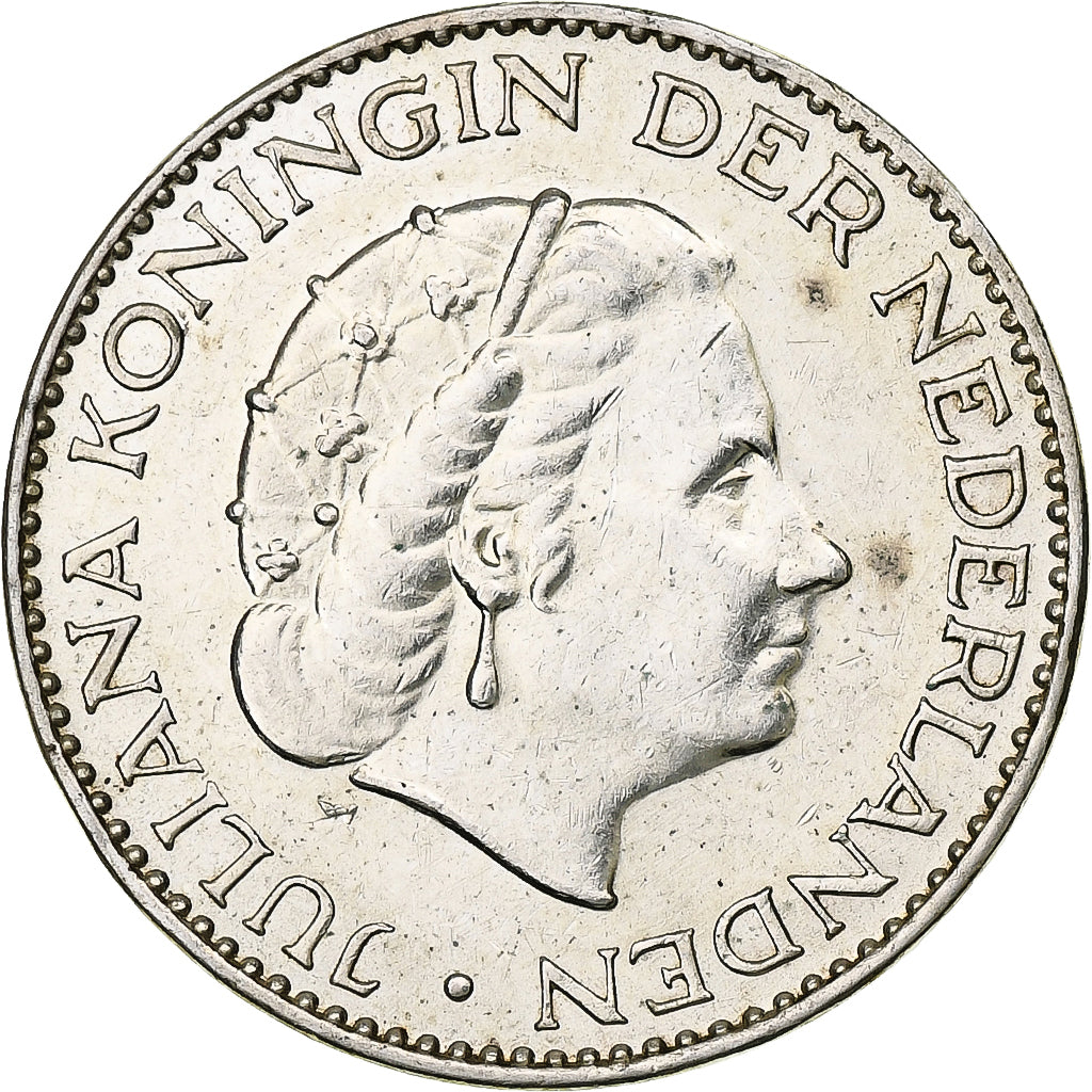 Paesi Bassi, Juliana, Gulden, 1956, Utrecht, Argento, BB+, KM:184