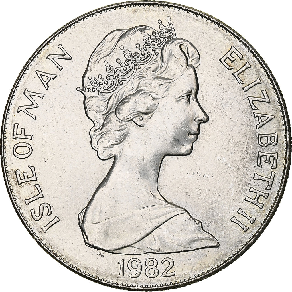 Isla de Man, Elizabeth II, Crown, 1982 World Cup, 1982, Pobjoy Mint, Cobre -