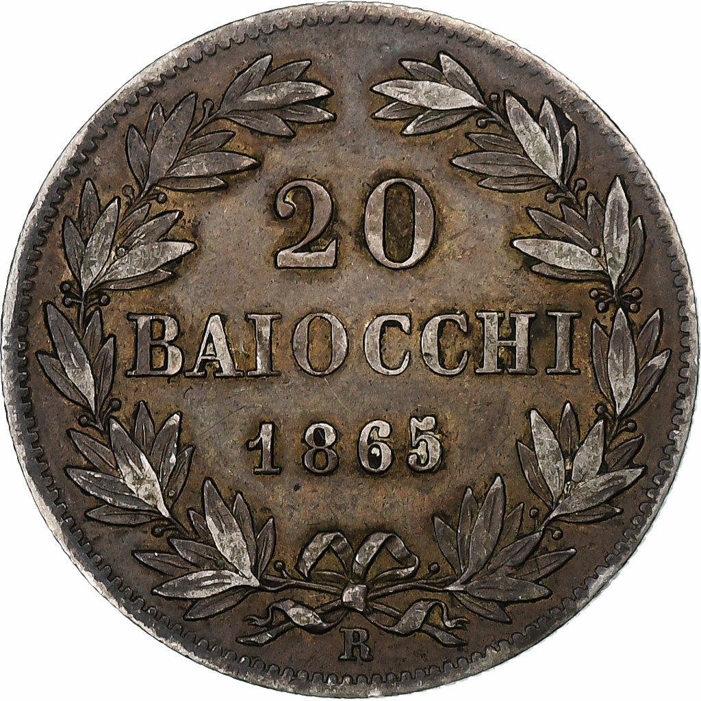 Papal States, Pius IX, 20 Baiocchi, 1865 - A. XIX, Rome, Silver