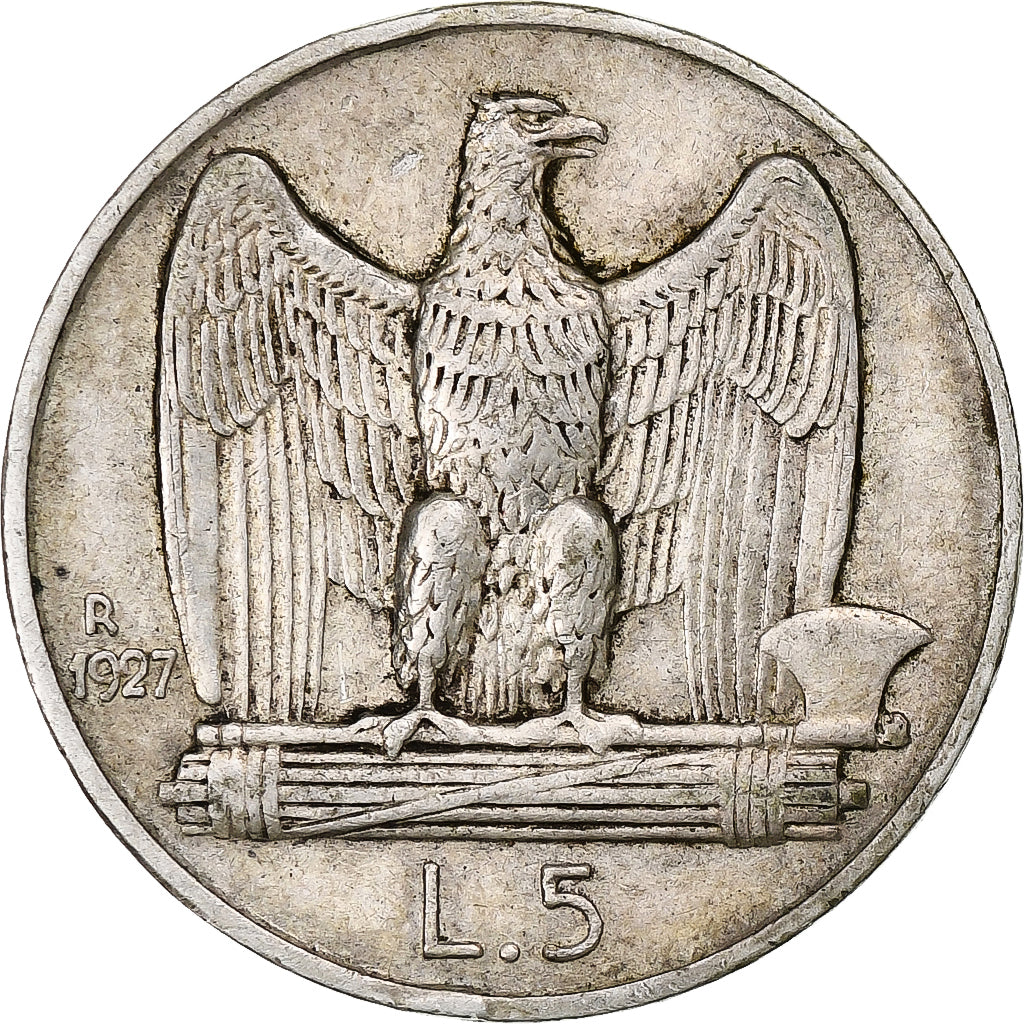 Italy, Vittorio Emanuele III, 5 Lire, 1927, Rome, Silver, EF(40-45), KM:67
