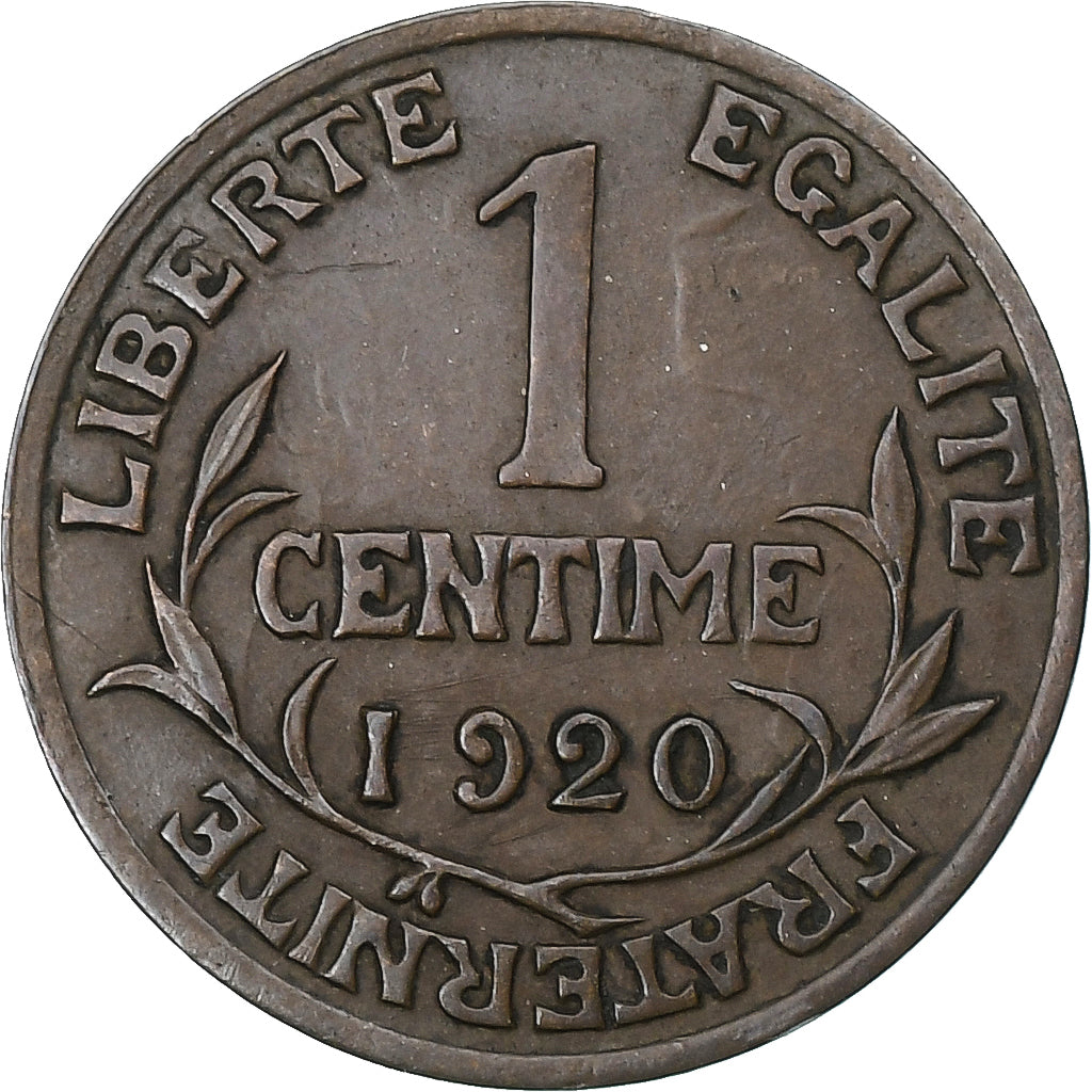 France, Centime, Daniel-Dupuis, 1920, Paris, Bronze, AU(50-53), Gadoury:90
