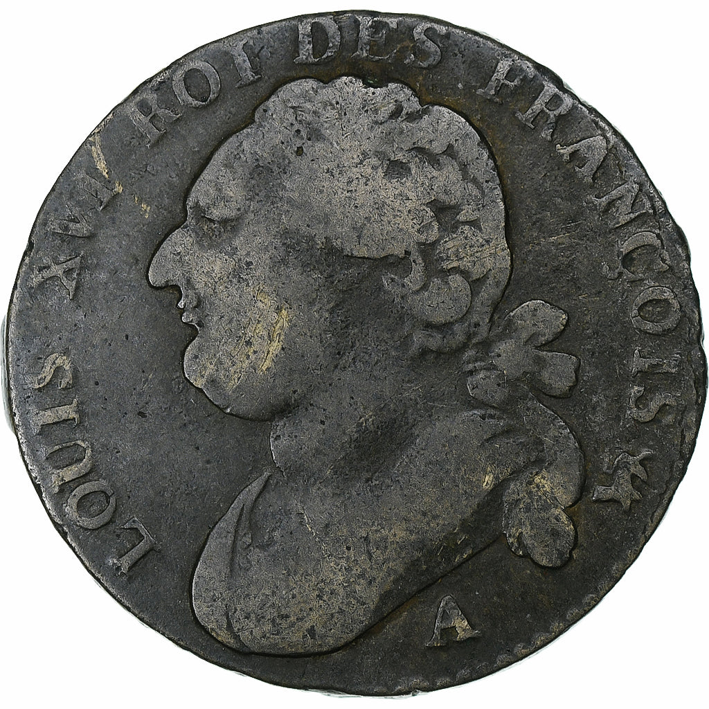 França, Louis XVI, 12 Deniers, 1793 / AN 5, Paris, Cuivre, VF(30-35)