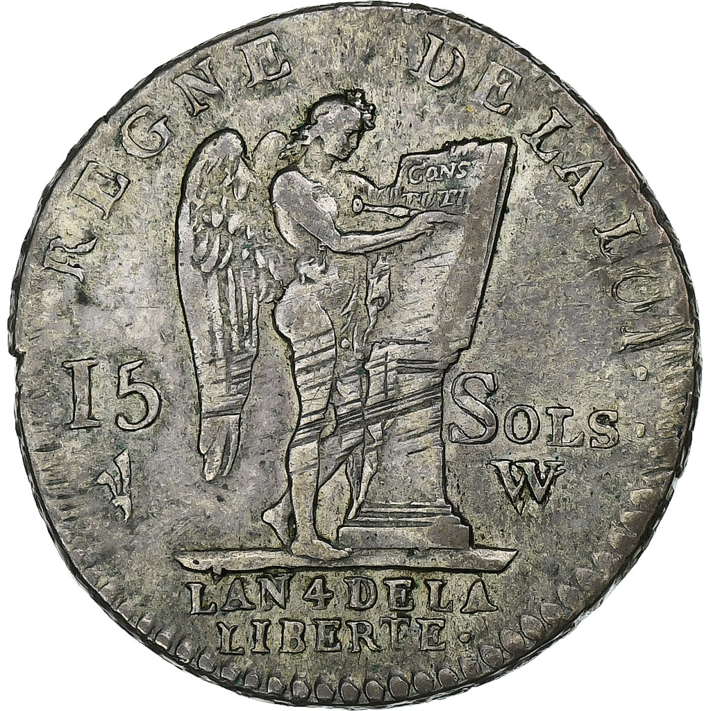 France, Louis XVI, 15 sols françois, 1792, Lille, 2nd semestre, Silver