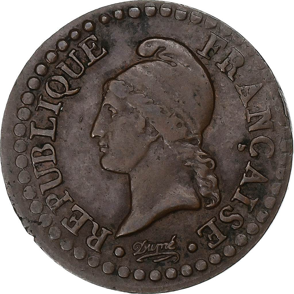 França, Centime, Dupré, AN 6, Paris, Cobre, EF(40-45), Gadoury:76, KM:646