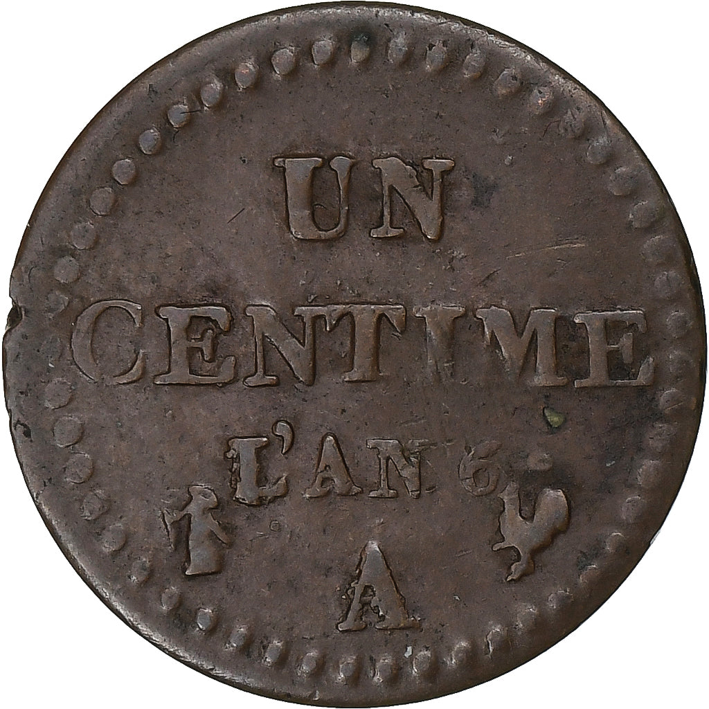 França, Centime, Dupré, AN 6, Paris, Cobre, EF(40-45), Gadoury:76, KM:646