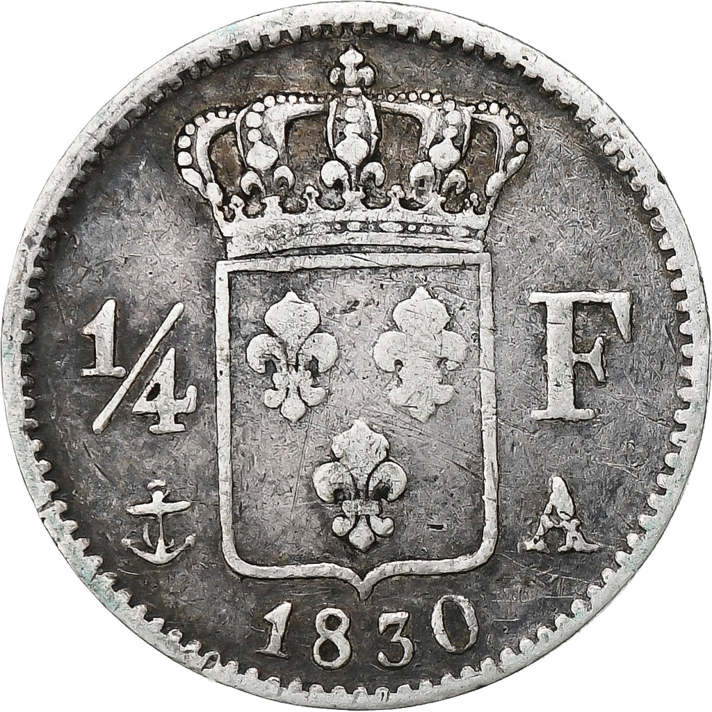 France, Charles X, 1/4 Franc, 1830, Paris, Silver, VF(30-35), Gadoury:353