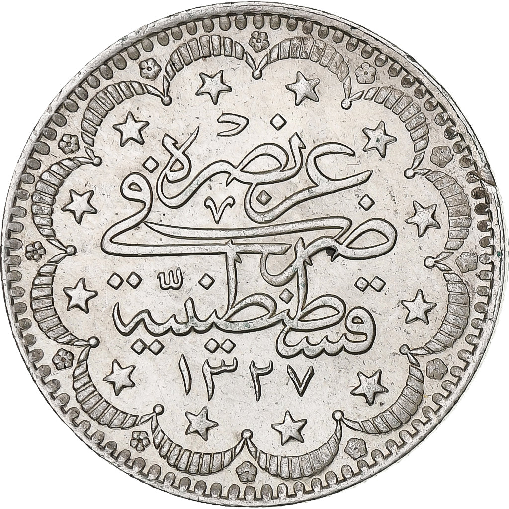 Empire ottoman, Mehmed V, 5 Kurus, AH 1327/1911, Constantinople, Silver
