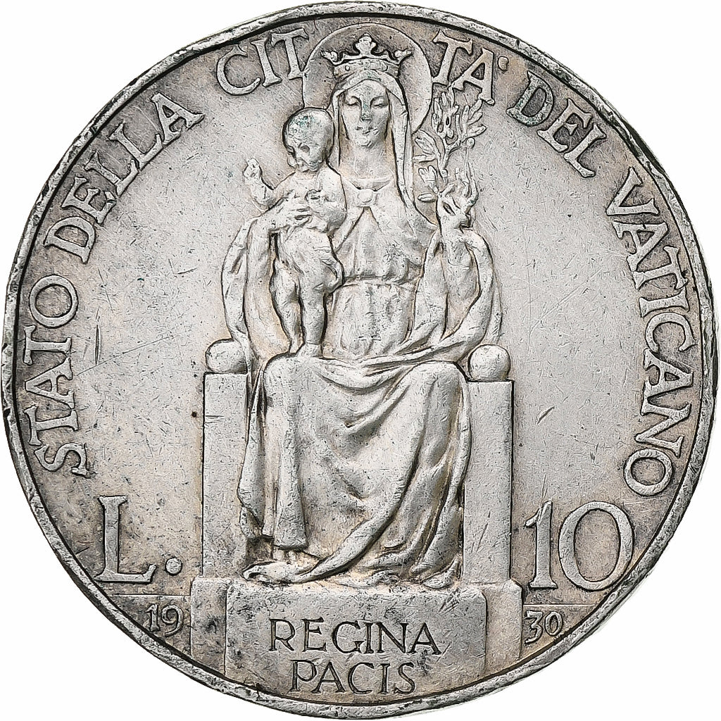 Vatican, Pius XI, 10 Lire, 1930, Rome, Silver, AU(50-53), KM:8