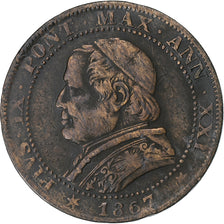 Papal States, Pius IX, Soldo, 1867, Rome, Copper, EF(40-45), KM:1372.2