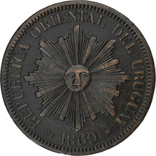 Uruguay, 4 Centesimos, 1869, Paris, Cobre, MBC, KM:13