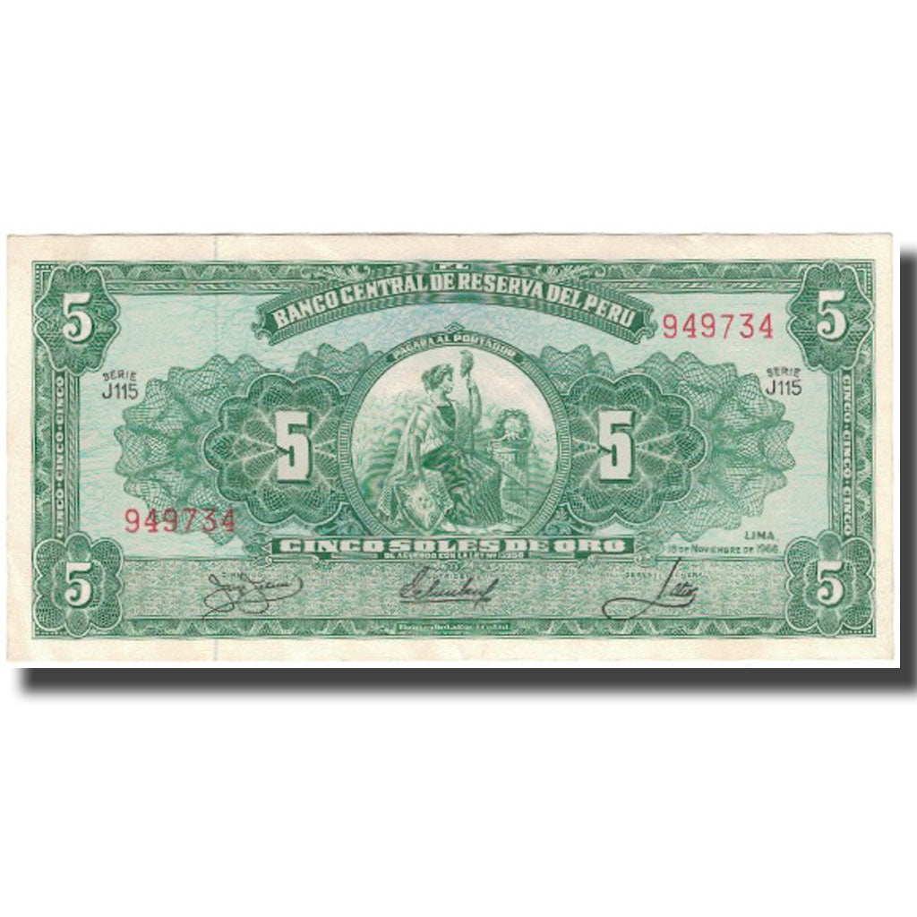 Banknote, Peru, 5 Soles De Oro, 1966-11-18, KM:83a, AU(50-53)