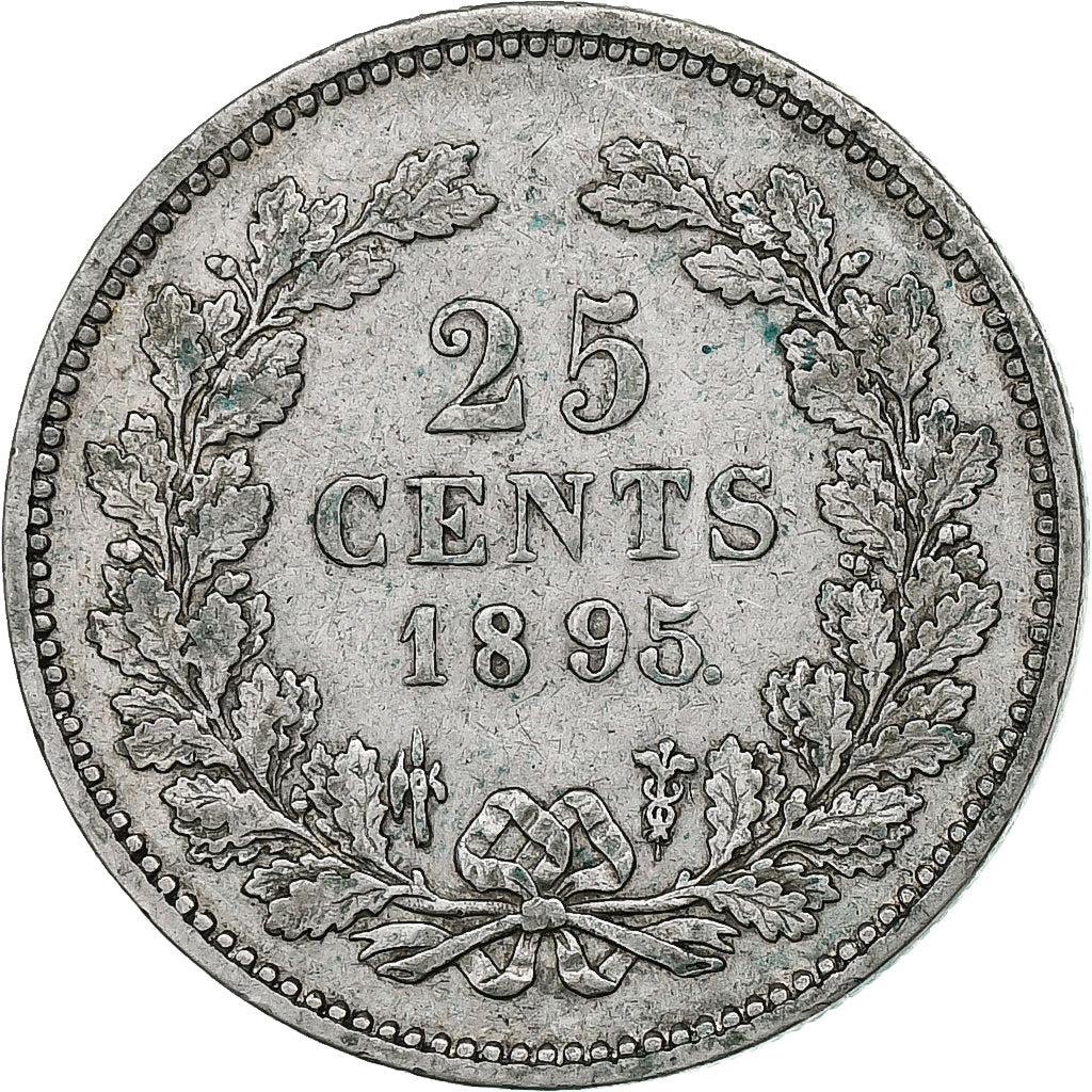 Netherlands, Wilhelmina I, 25 Cents, 1895, Utrecht, Silver, VF(20-25), KM:115