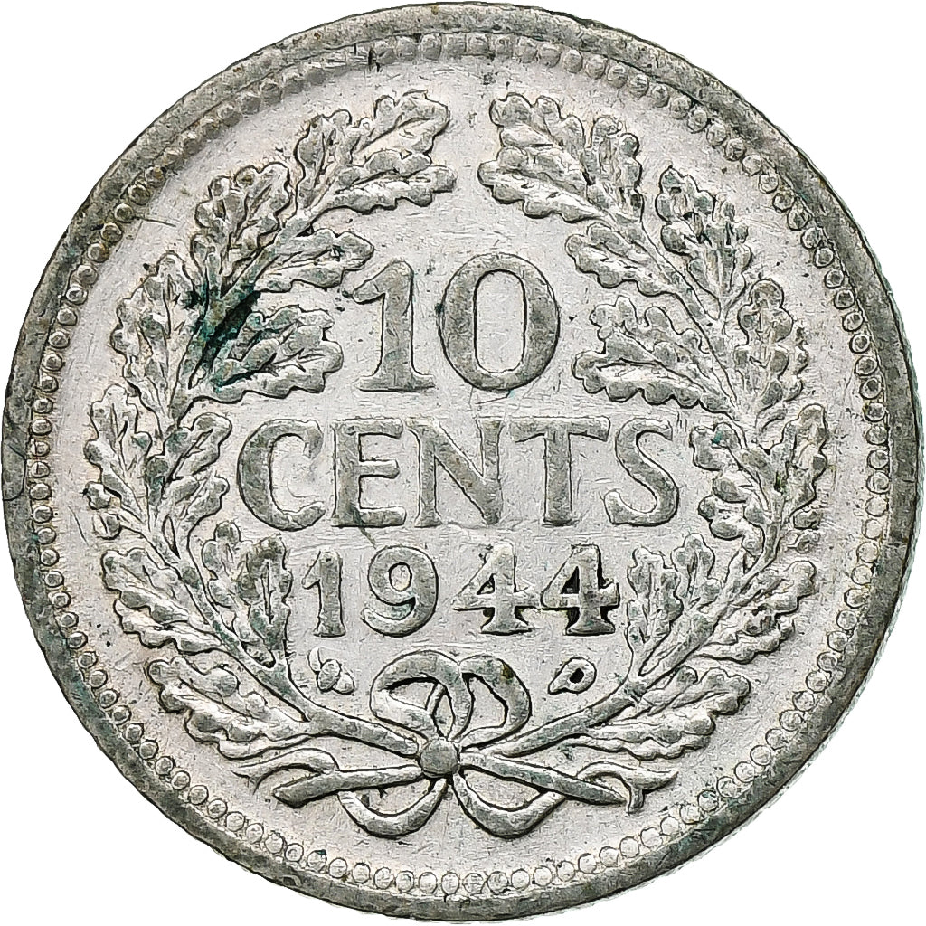 Holandia, Wilhelmina I, 10 Cents, 1944, Philadelphia, Srebro, EF(40-45), KM:163