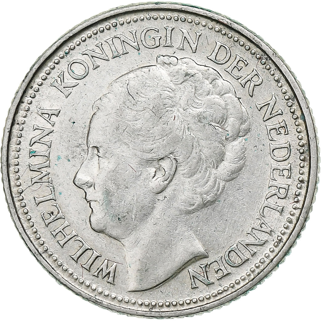 Países Bajos, Wilhelmina I, 10 Cents, 1936, Utrecht, Plata, MBC+, KM:163