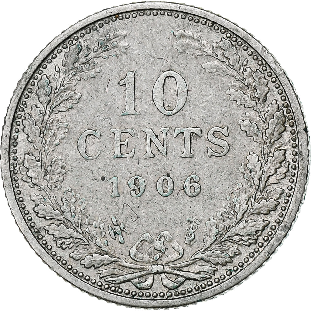 Holandia, Wilhelmina I, 10 Cents, 1906, Utrecht, Srebro, EF(40-45), KM:136