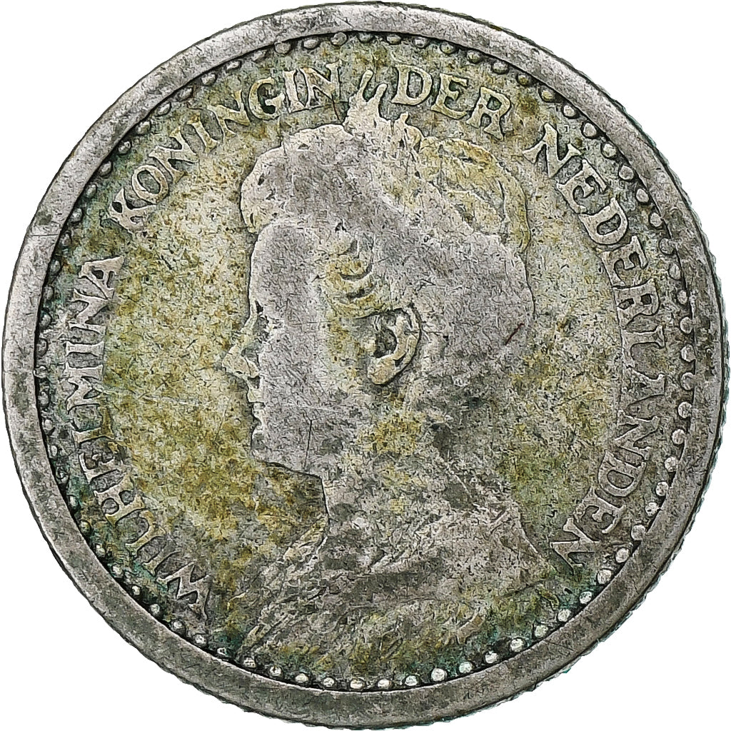 Países Bajos, Wilhelmina I, 10 Cents, 1911, Utrecht, Plata, BC+, KM:145