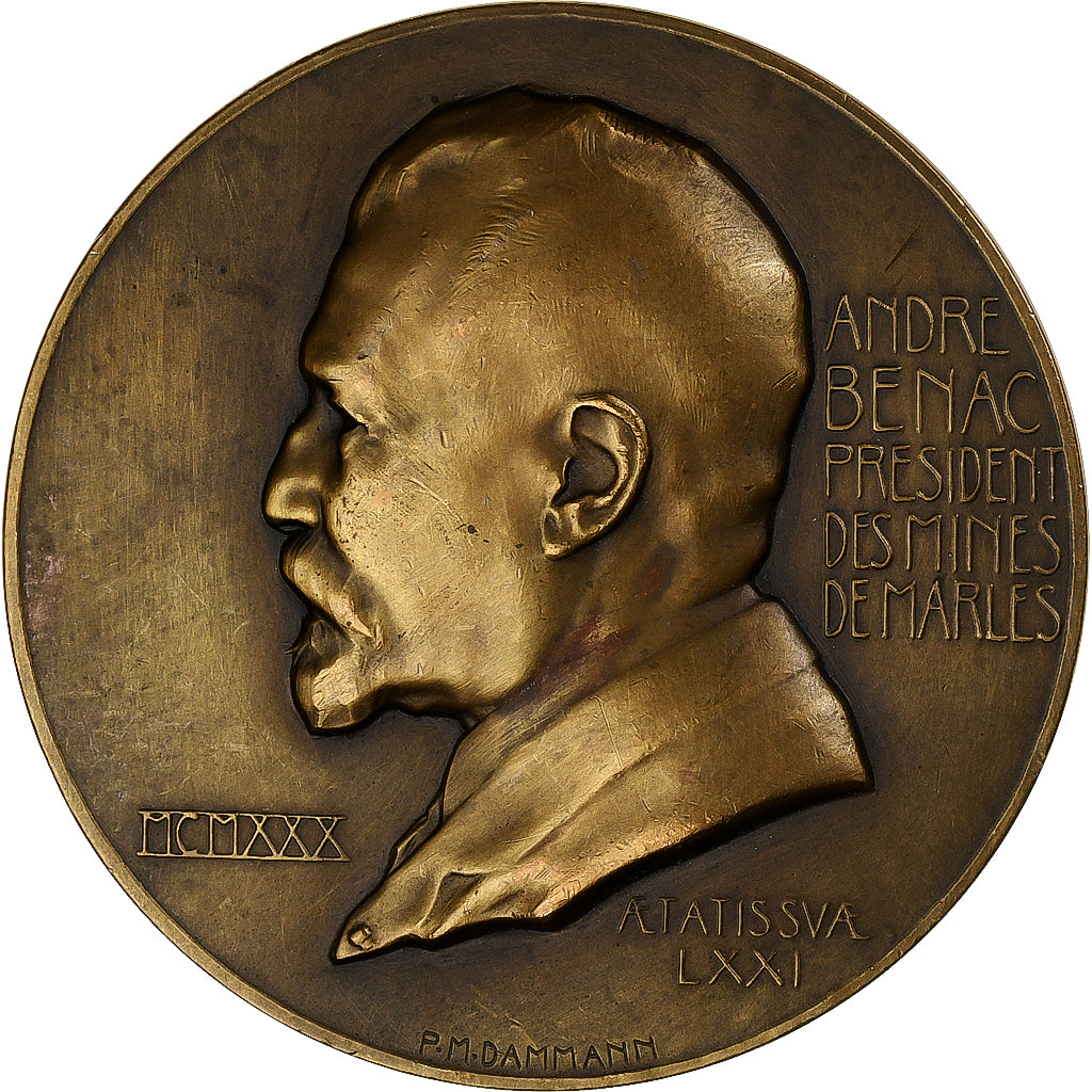 France, Médaille, André Benac, Président des mines de Marles, 1930, Bronze