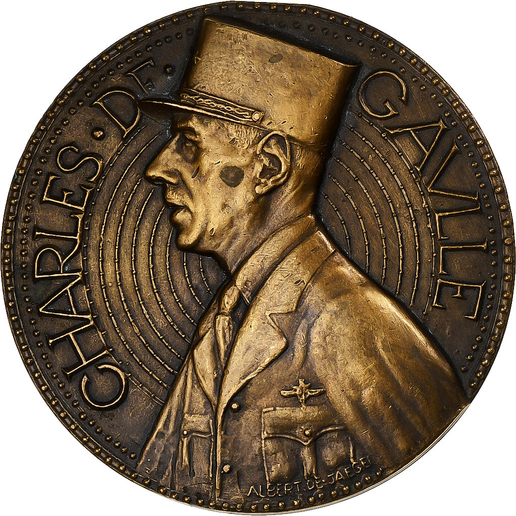 França, medalha, Charles De Gaulle, 1968, Bronze, De Jaeger, AU(55-58)