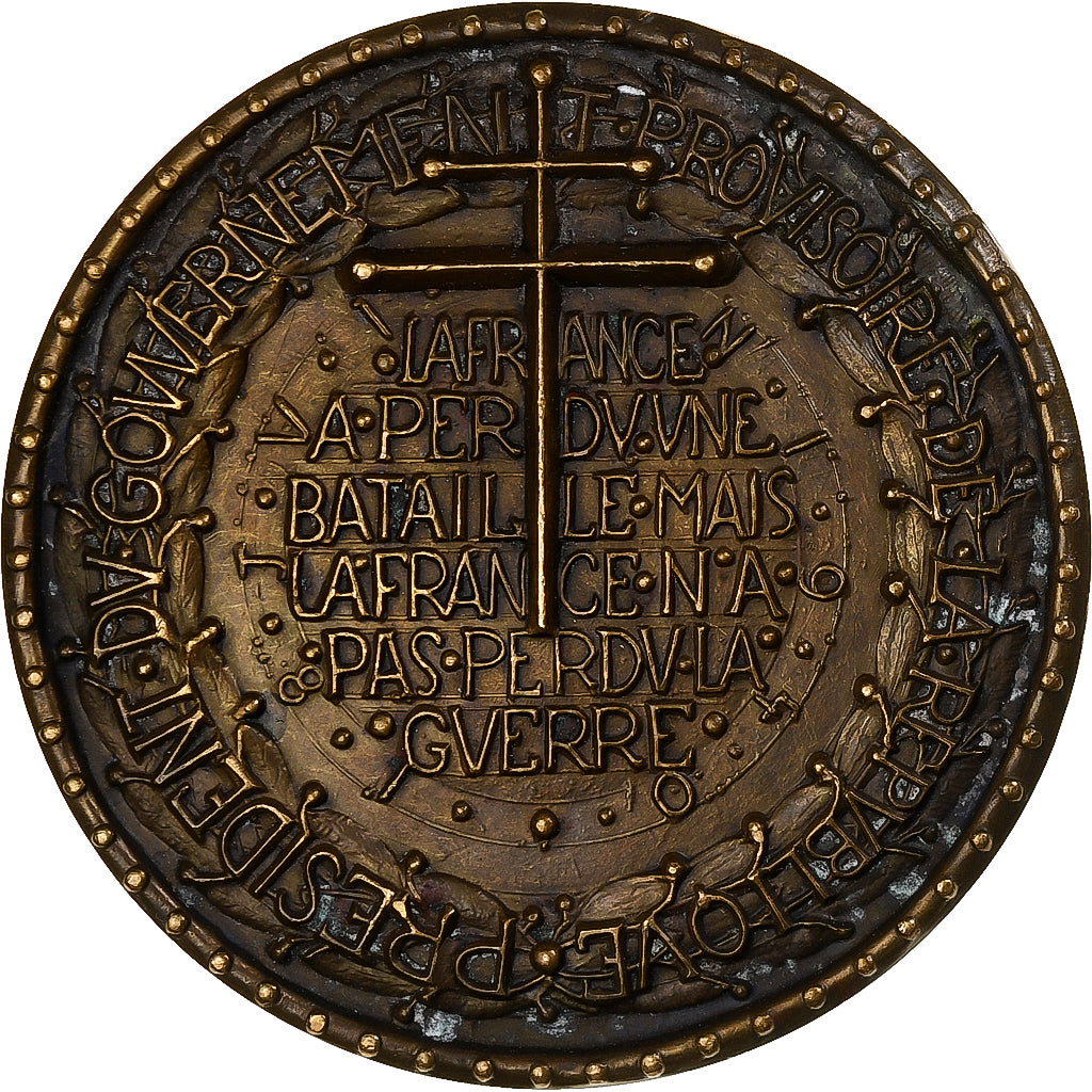 França, medalha, Charles De Gaulle, 1968, Bronze, De Jaeger, AU(55-58)