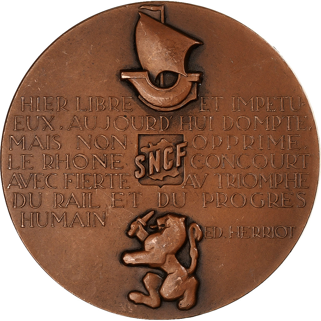 France, Medal, Électrification de Paris à Lyon, 1952, Copper, Renard