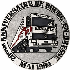 France, Médaille, Bourg-en-Bresse, Camions Renault, 1984, Colorisée, TTB+